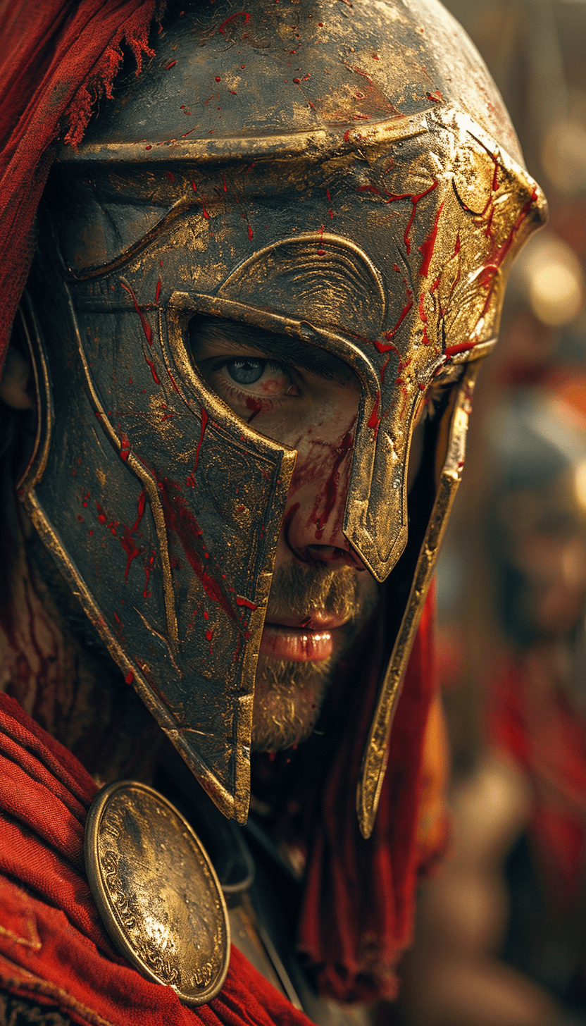 AI generated: a spartan warrior, in the style of dark crimson and gold, academic classicism, 32k uhd, spectacular ...