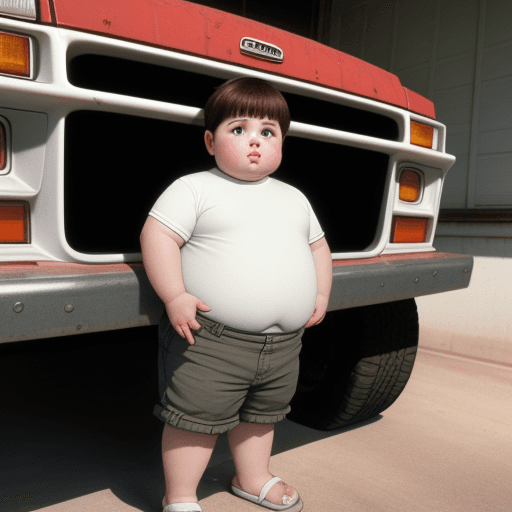 AI generated: Photo of a ultra realistic standing chubby young boy Wearing just just powder full body head to toe ...
