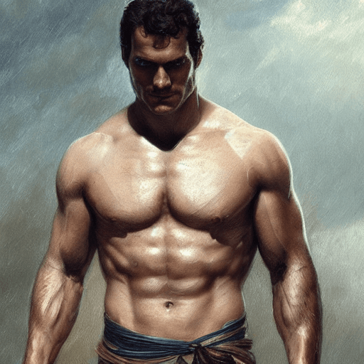 AI generated: Henry Cavill as a god, gorgeous, amazing, muscular, fit, very muscular male body, intricate, highly ...