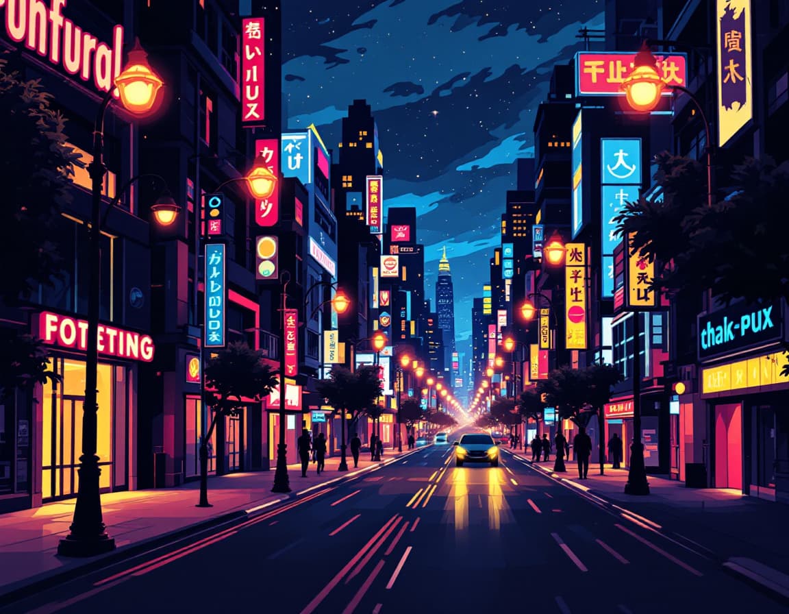 AI generated: Create a striking t-shirt design featuring a stylized, graphic depiction of a bustling city street a...