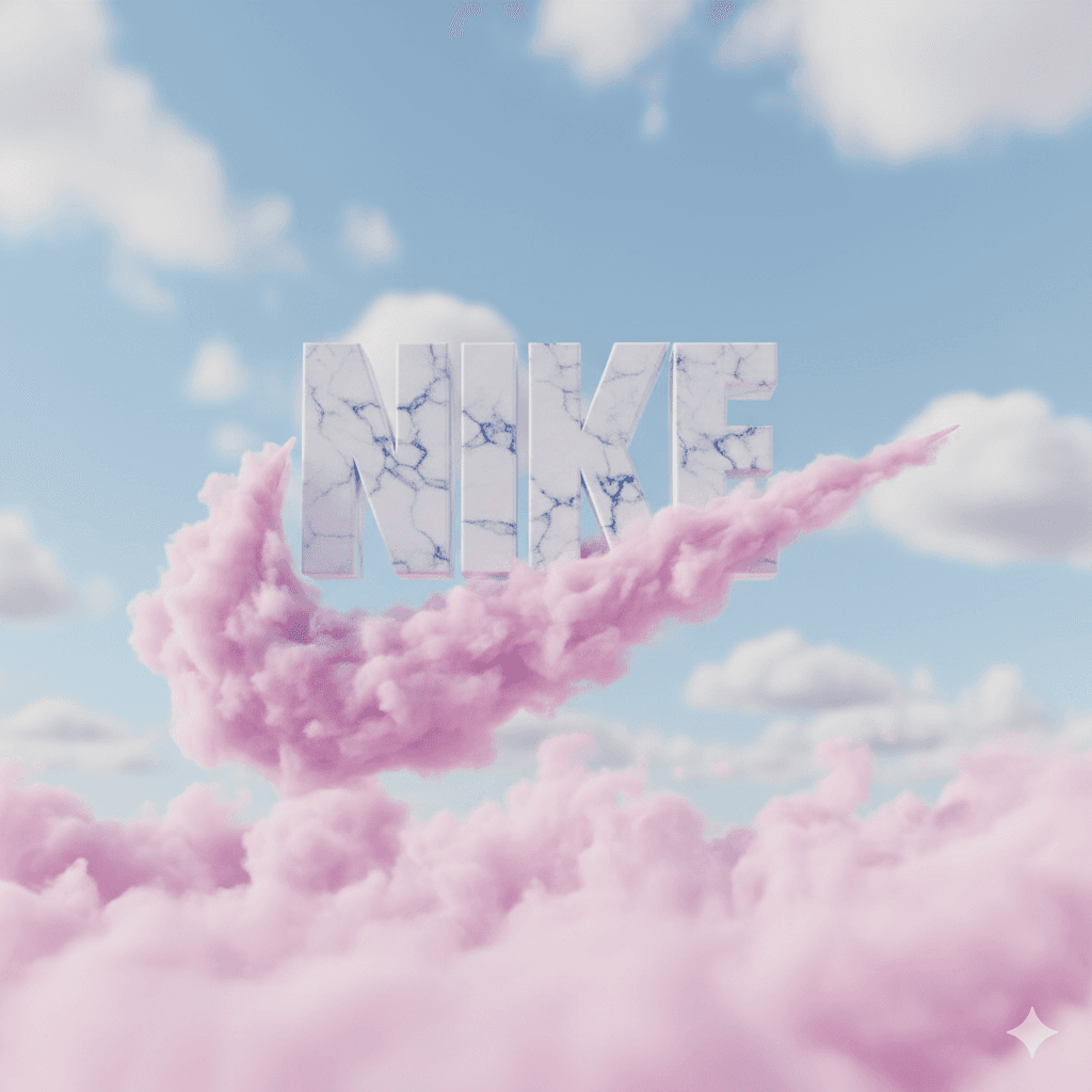 AI generated: {

  "title": "Nike Logo Emerging from Ethereal Clouds",

  "overall_description": "An impactful...