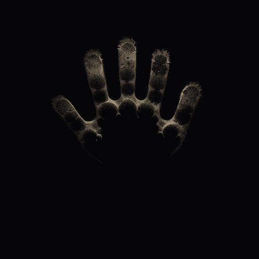 AI generated: Handprint on a dark background
