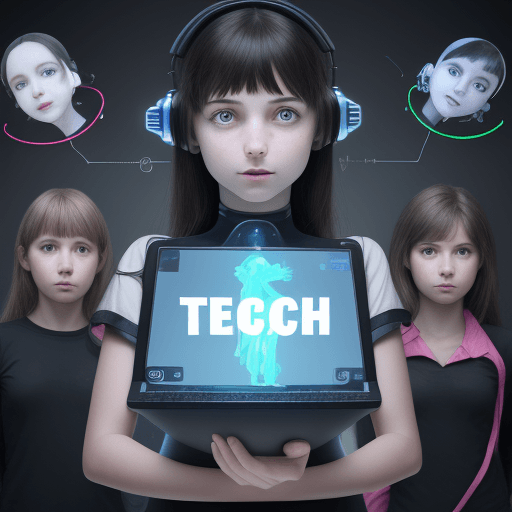 AI generated: tech innovation, the human girl in the centre, tech enthusiast