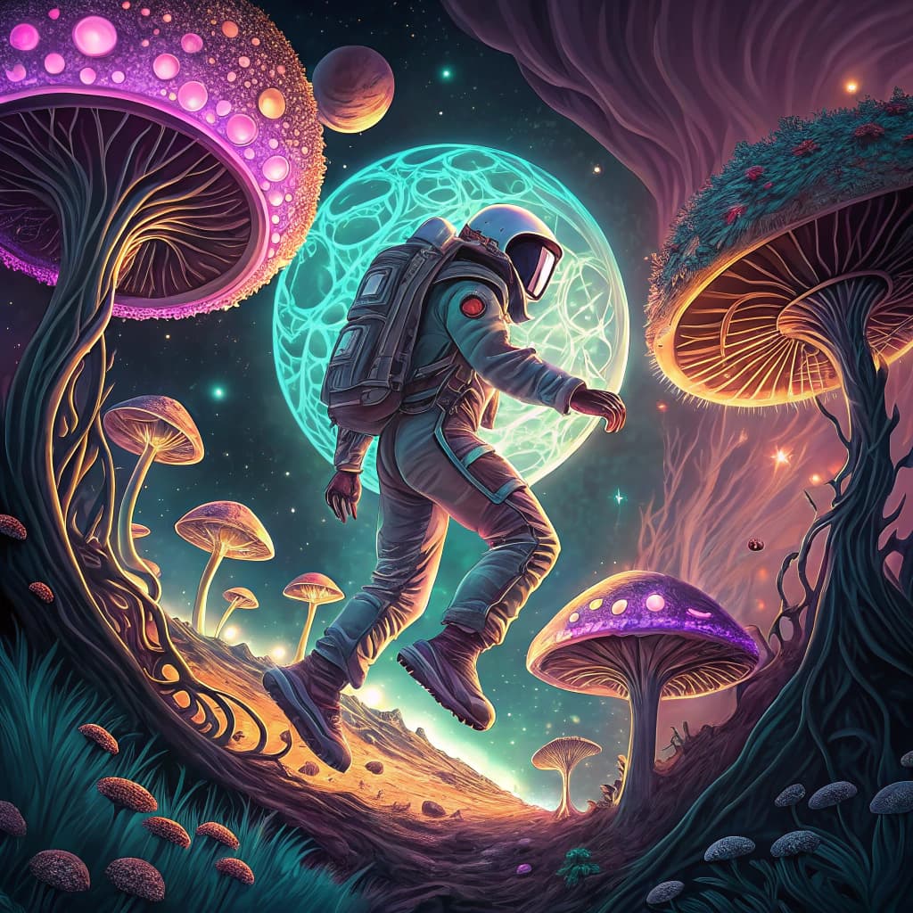 AI generated: A hyper-detailed, psychedelic artwork perfect for a Goa trance and psytrance music compilation cover...