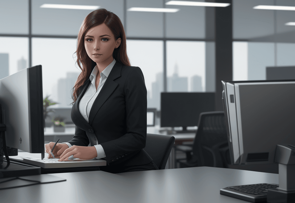 AI generated: Thinking about how to take the business to technological heights. Cropped shot of an attractive youn...