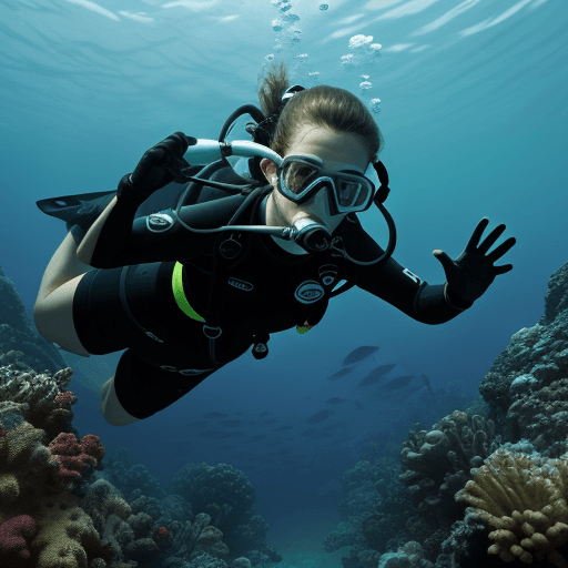 AI generated: scuba diver female in the seaç
