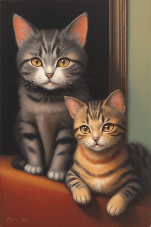 AI generated: cat,Retro oil painting style

