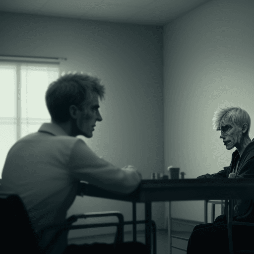 AI generated:  Psycho fight with psychiatrist in mental hospital,4k, ulra hd 