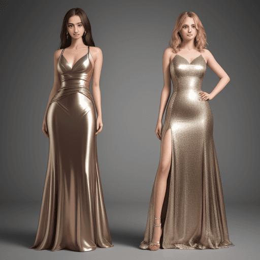 AI generated: 2 women in metallic dresses