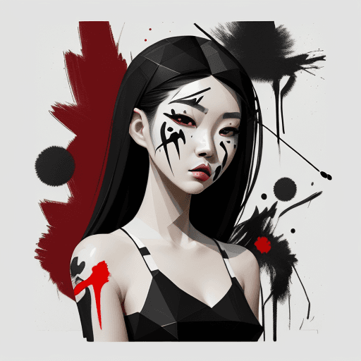 AI generated: aesthetic, 2 tone, black and white, simplified shapes, figurative, style mix of acrylic painting, wa...