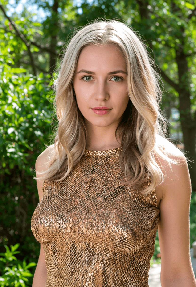 AI generated: A photorealistic, cinematic portrait of a woman with long, wavy blonde hair featuring soft, natural-...