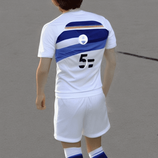 AI generated: creates a soccer uniform for electrical engineers, can have lightning symbol, similar to PSG uniform