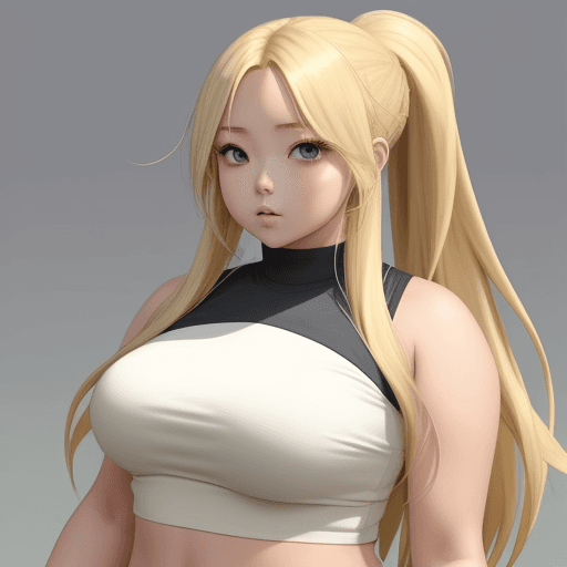 AI generated: modern fat anime girl long blonde hair in crop top