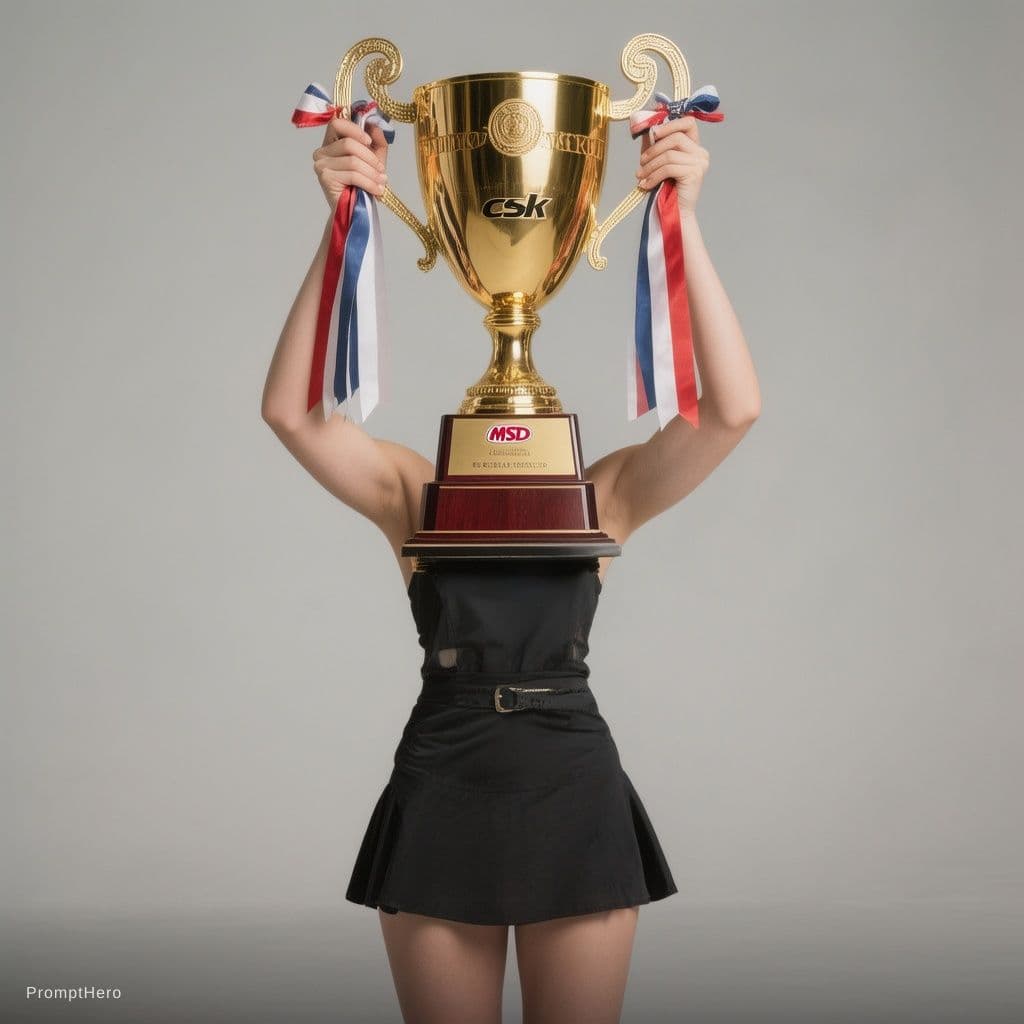 AI generated: Lifting trophy with msd csk semester outfit