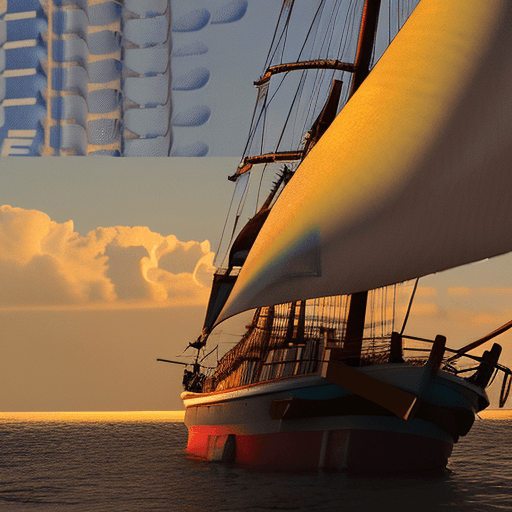 AI generated: Photo of a ultra realistic sailing ship, dramatic light, pale sunrise, cinematic lighting, battered,...