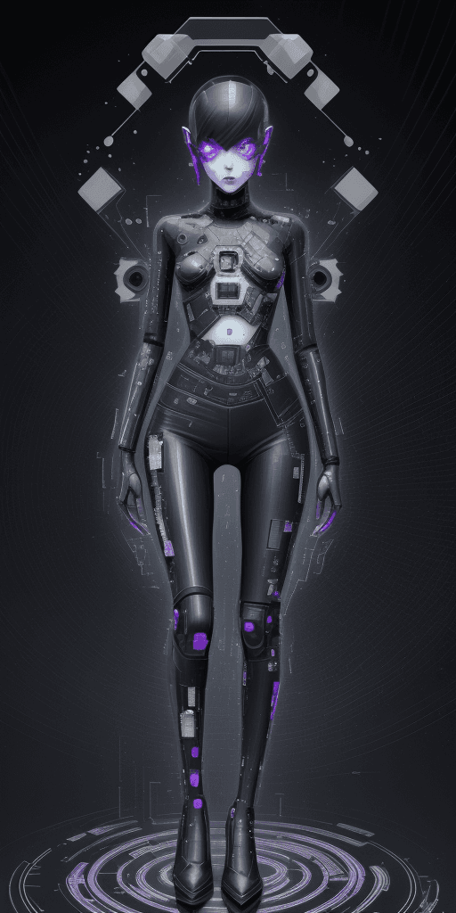 AI generated: ((4k4d rfktrstyle "the android stared at me a strange hybrid semi anthrop morpic from the waist up b...