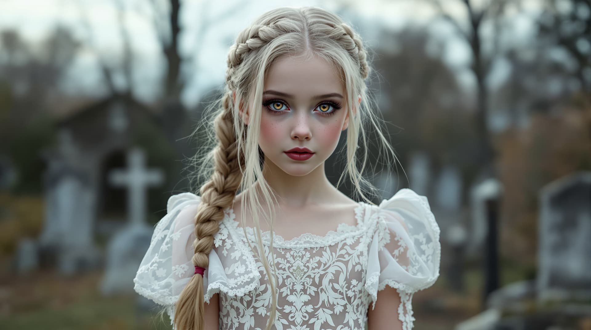 AI generated: a professional photo of a exceptionally of the most beautiful Russian angelic vampire girl in the wo...