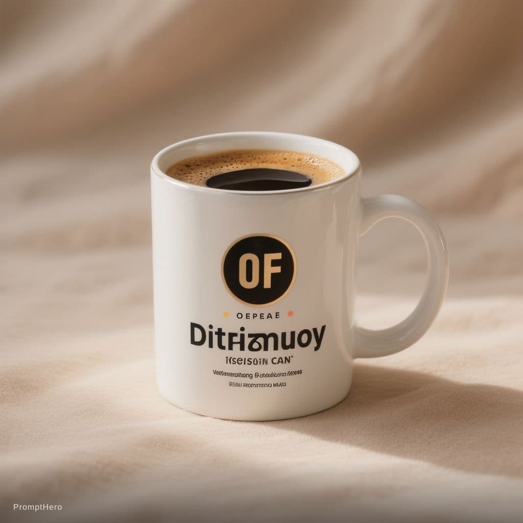 AI generated: Luxury coffee mug mockup on soft beige background, cozy lighting, aesthetic shadows, modern branding...