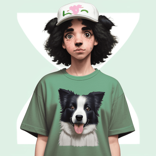 AI generated: Border collie, T-Shirt, lofi colors, lofi vibes, extra eyes
