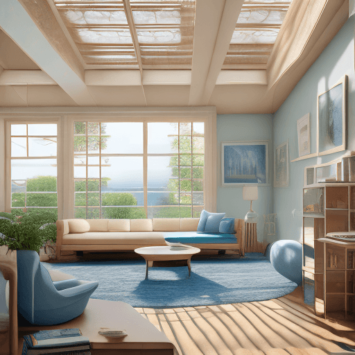 AI generated: High resolution photography interior design, dreamy sunken living room conversation pit, wooden floo...