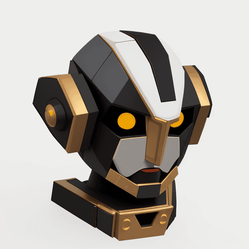 AI generated: head of goldrake atlas ufo robot, style cubism, abstract, white background