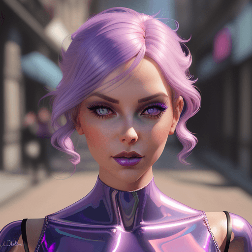 AI generated:  stunning fiminine body, lilac hair, commercial image, lucinda lafleur | holographic photography sho...