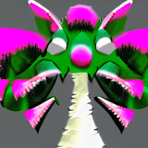 AI generated: Furry protogen, green and white fur, light green horns fading into pink