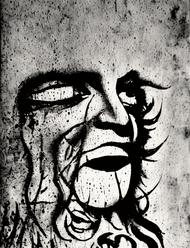 AI generated: old wowen from Bretagne, smilling, pretty, photography, in black and white, in your hand aerosol spr...