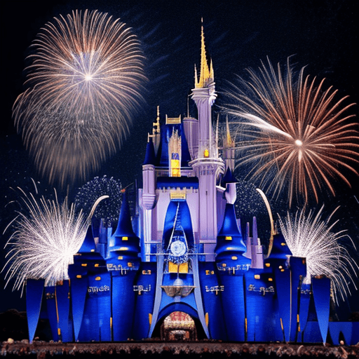 AI generated: Disney Castle、Starry Night Splendor、Dance of Fireworks and Love、
