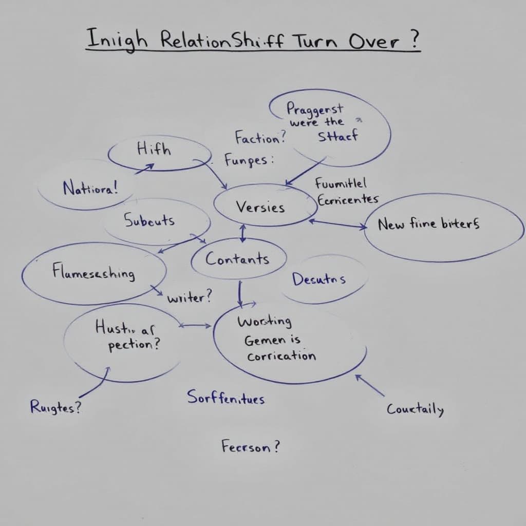 AI generated: inter relationship diagram on high staff turn over? write it in English

