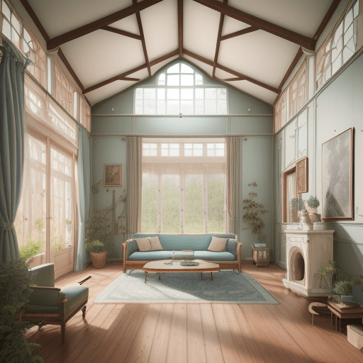AI generated: High resolution photography interior design, dreamy sunken living room conversation pit, wooden floo...