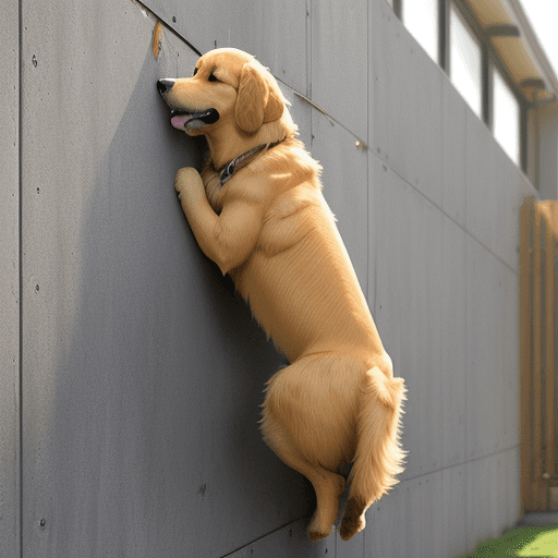 AI generated: I want a golden retriever that climbs the wall.carton