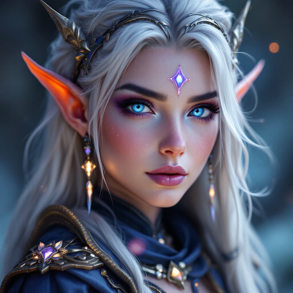 AI generated: Full body, Small highly detailed Nightborne elf dressed in alluring shal'dorei attire, World of Warc...