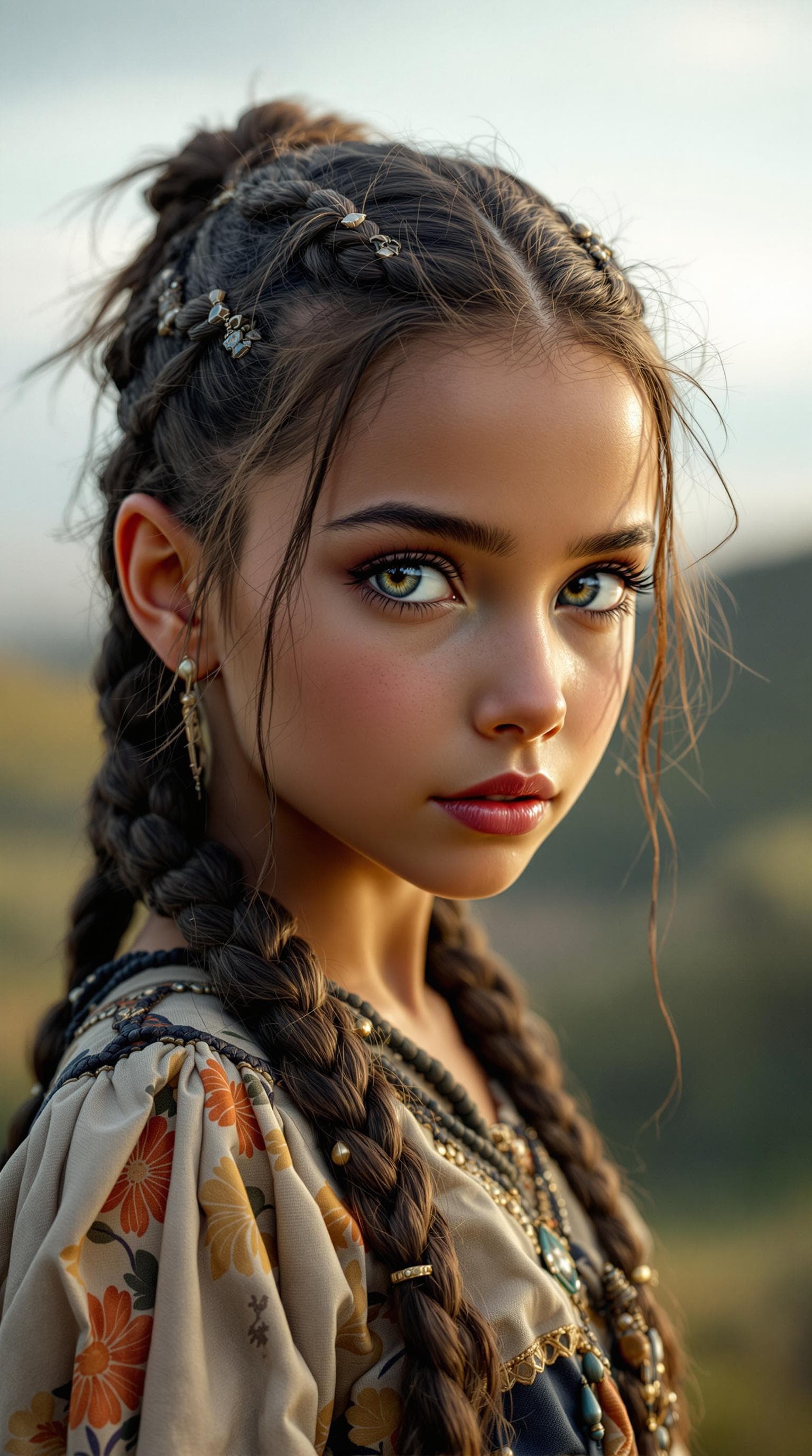 AI generated: a professional photo of a exceptionally beautiful girl in the world (age 7), (seven year old),  Egyp...