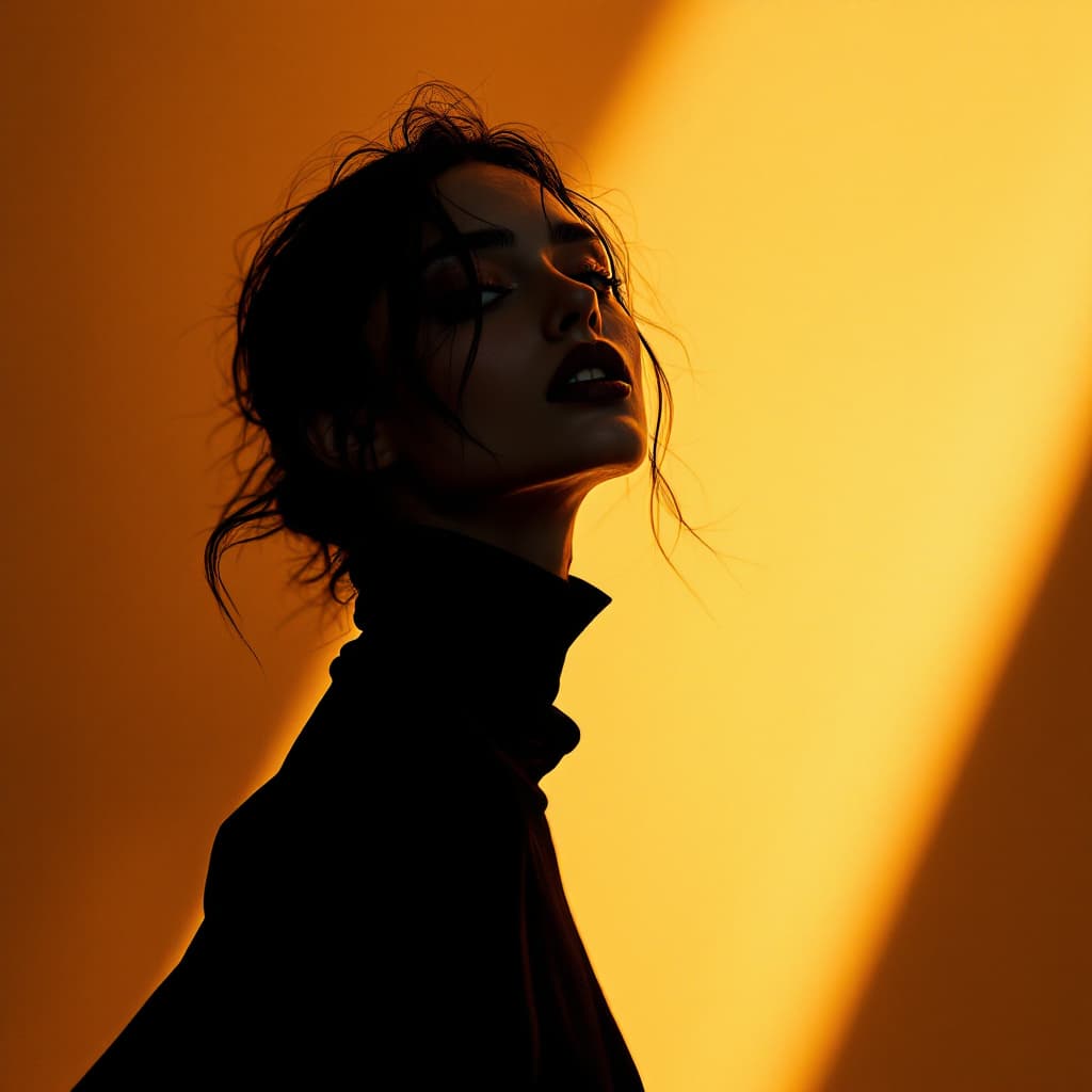 AI generated: fashion editorial photography, front shot, upper body, professional female model, shot with hasselbl...