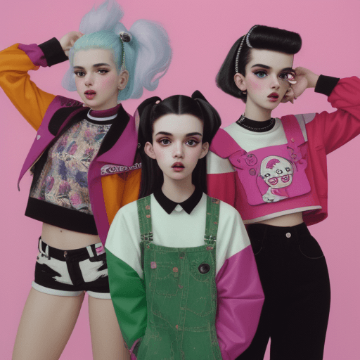 AI generated: Kooky portraits of 2050’s mall teens in calssic clothing, shot on VHS