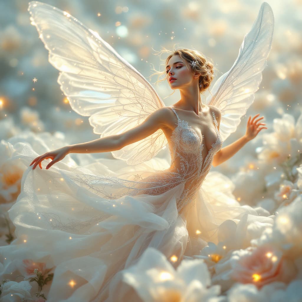 AI generated: Prompty V5.1

play

1. Main Subject- Ethereal reveries caress translucent form (Fleeting cosmic danc...