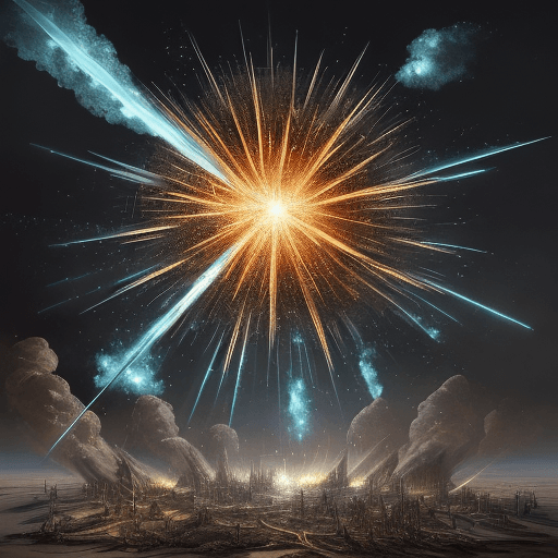AI generated: power of explosion of glass medieval fantasy , extremly realistic