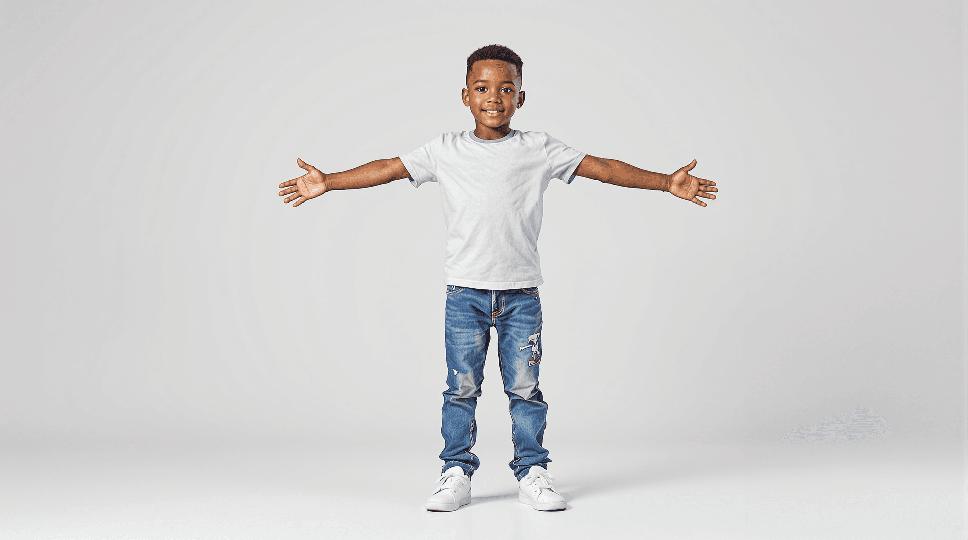 AI generated: A realistic 4D full-length photograph of an 5 year old Nigerian boy, dark brown skin, realistic natu...