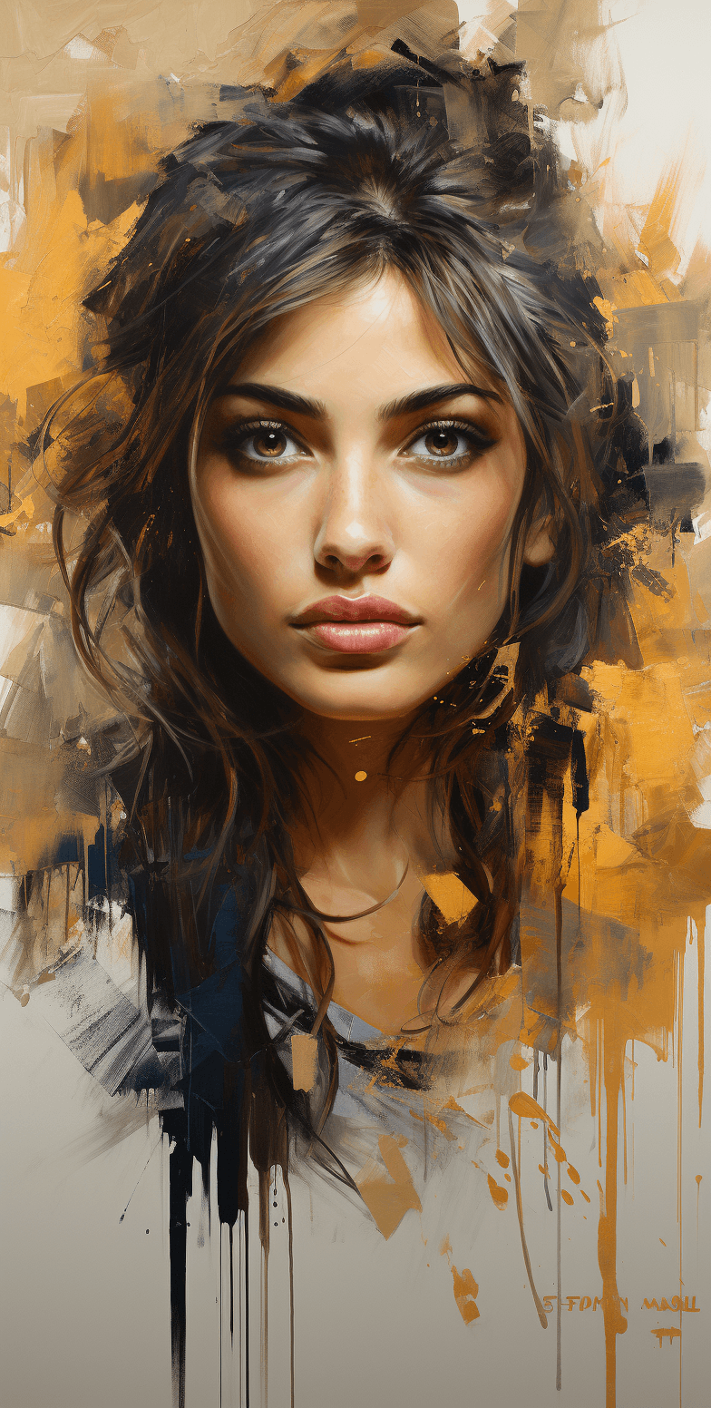 AI generated: painter khushbu ahmed bhat | portrait painter online, in the style of craig mullins, light gold and ...