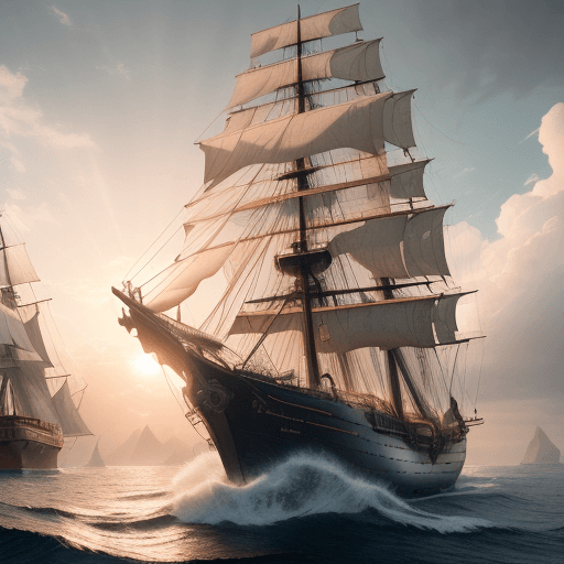 AI generated: Photo of a ultra realistic sailing ship, dramatic light, pale sunrise, cinematic lighting, battered,...