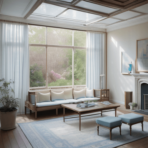 AI generated: High resolution photography interior design, dreamy sunken living room conversation pit, wooden floo...