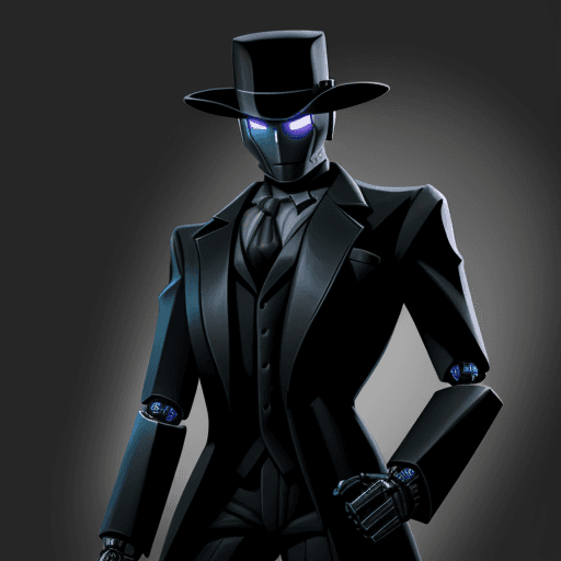 AI generated: A noir robot in detective clothing.