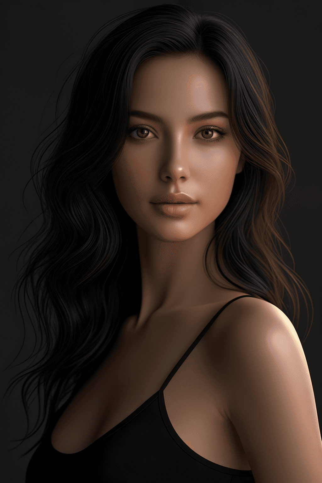 AI generated: A portrait of a young beautiful girl, smiling, Asymmetrical Cut hair style, fall dress, outdoor view...