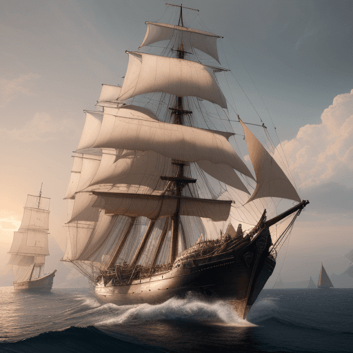 AI generated: Photo of a ultra realistic sailing ship, dramatic light, pale sunrise, cinematic lighting, battered,...
