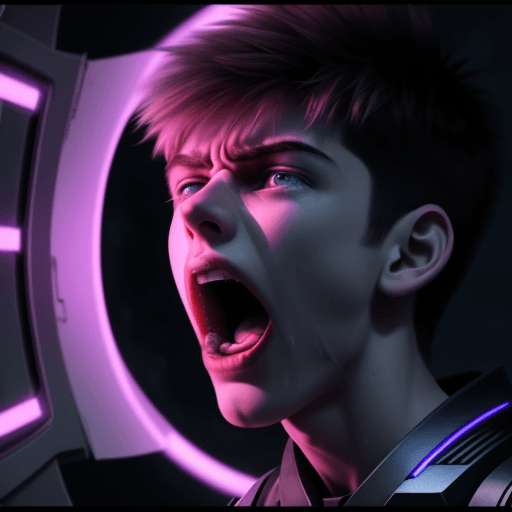 AI generated: Male teenager screaming out all the hate, extreme,  emotional pain, betrayal ending the war Final La...
