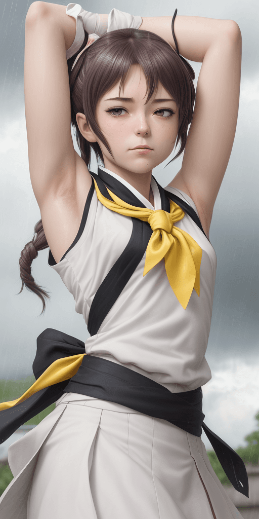 AI generated: masterpiece, best quality,, sakura bakushin o (umamusume),,  (close-up:1.2), rain, cloud, cloudy, sh...