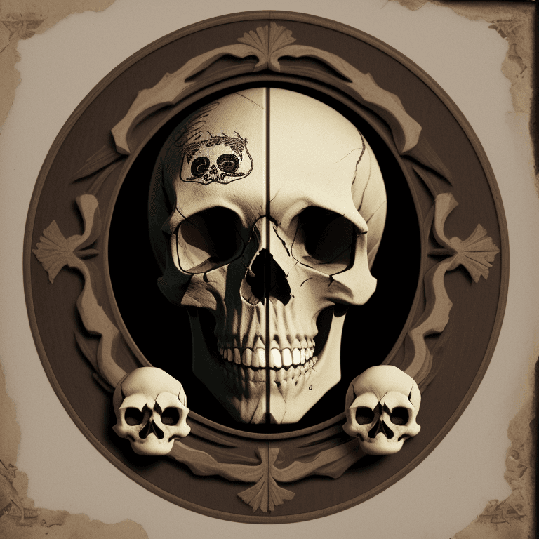 AI generated: Inlay work skull photographic cinematic
