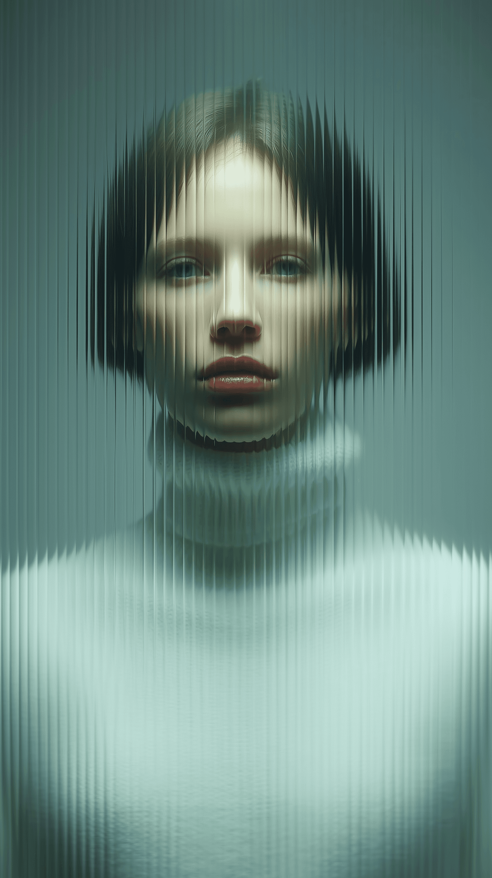 AI generated: high resolution photography, front central profile, woman facing front, gaze to front, wearing a whi...