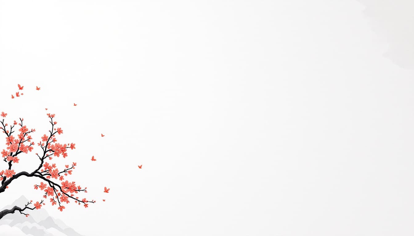 AI generated: Design a pure white minimalist PowerPoint background with subtle Chinese aesthetic elements ，no tree...